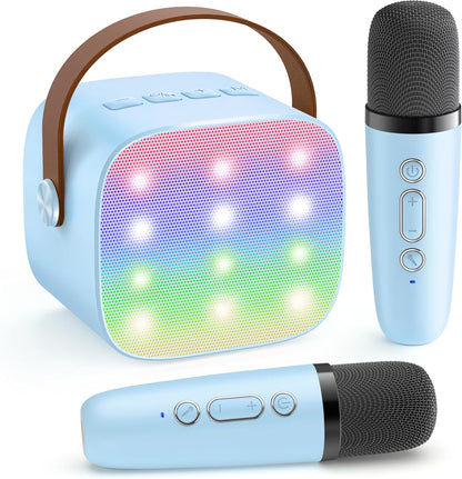 Hordozható Mini Karaoke Gépe Bluetooth Hangszóróval és 2 Vezeték nélküli Mikrofonnal – Veylo
