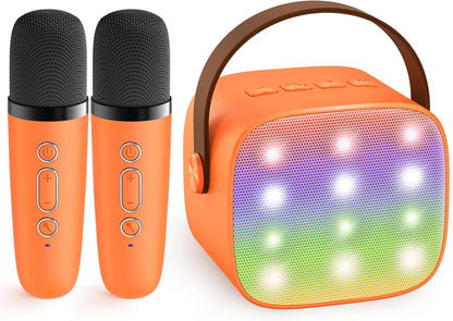 Hordozható Mini Karaoke Gépe Bluetooth Hangszóróval és 2 Vezeték nélküli Mikrofonnal – Veylo