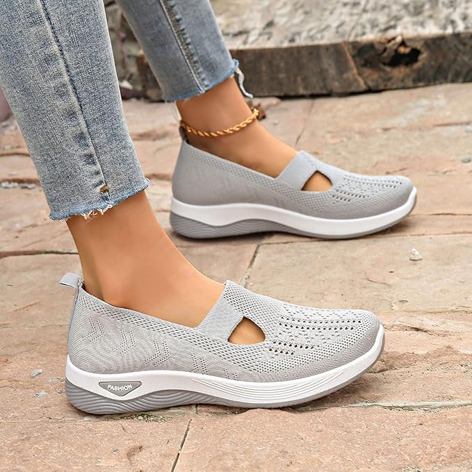 Buty damskie wsuwane sportowe | z siateczką i grubą podeszwą