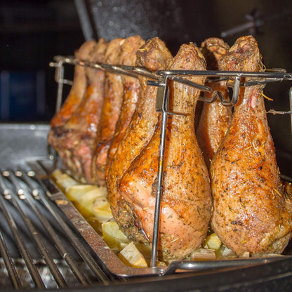 Intelligriller® - Made in the USA: 14 Slot Holder for Grill, Smoker, and Oven - Easy, Efficient, & Fast Chicken Drumstick/Meat Holder