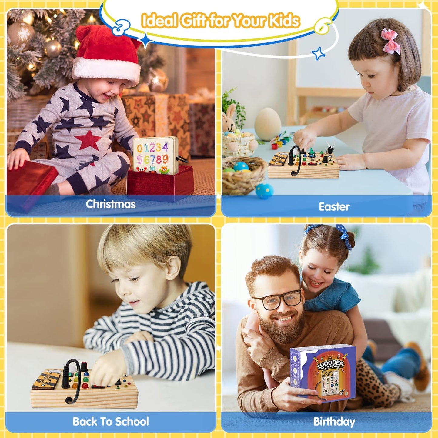 Jouvelia - Montessori-Tafel für Kleinkinder, 27 LED-Lichter – Montessori-Spielzeug für 1 bis 6 Jahre