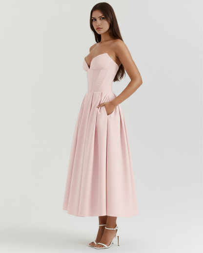 Amalfi™ – Elegant Midi Kjole Lyserød