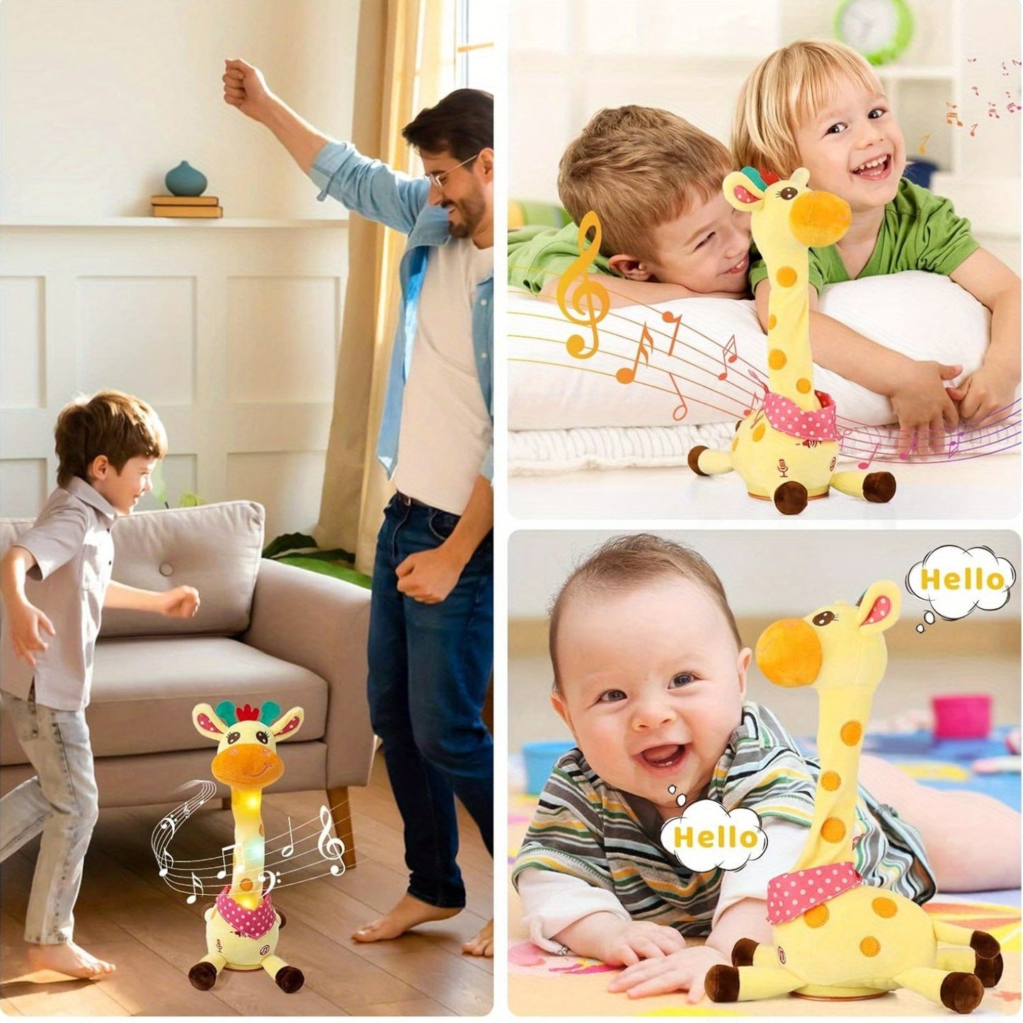 Interactive Dancing & Talking Giraffe Toy | Musical Mimicking Plush for Toddlers