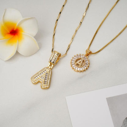 AISHA - Elegant 2-Pack Initial Pendant Necklaces