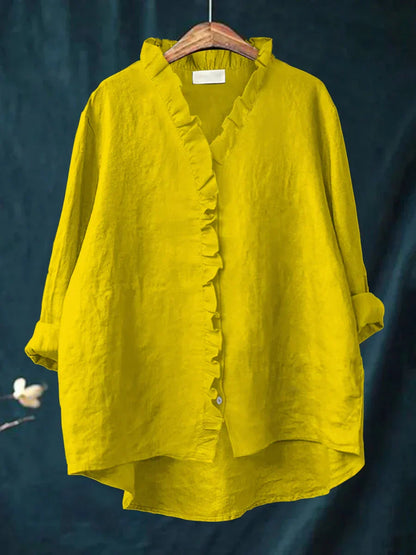 Lily | Bluza od pamuka i lana s volanima