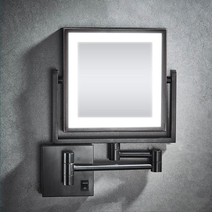 Adjustable LED Black Square Magnifying Makeup and Bathroom Mirror