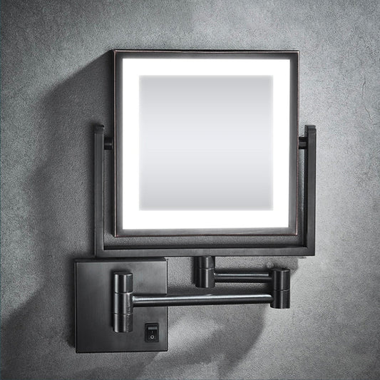 Adjustable LED Black Square Magnifying Makeup and Bathroom Mirror