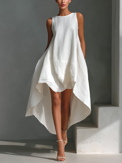 Alyna - Vestido Midi Sem Mangas Com Bainha Assimétrica