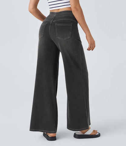 Vanelle | Hoge taille jeans met wijde pijpen voor dames – Comfortabele stretchdenim, casual en stijlvol