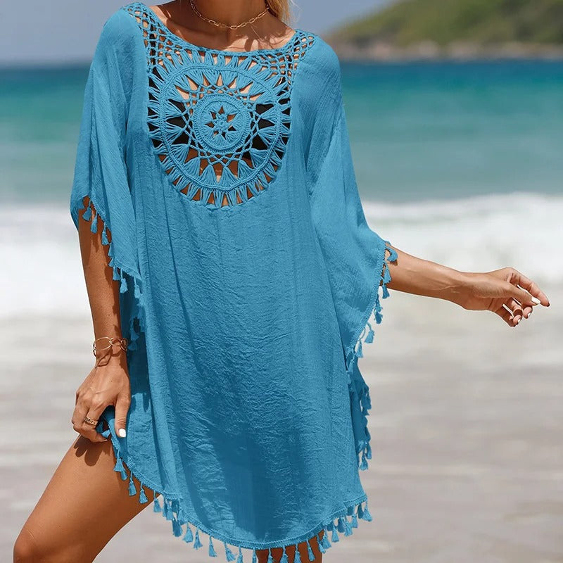Boho-Strandkleid mit Häkelmuster