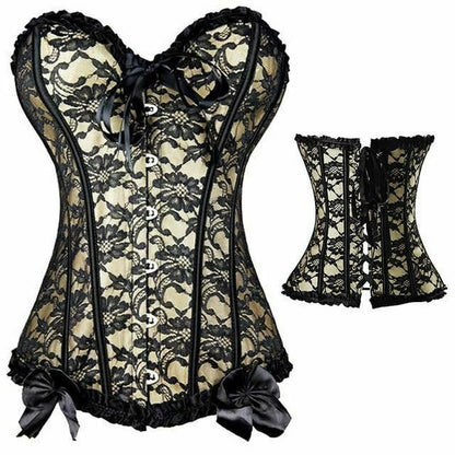 Floral Lace Trim Corset Erotic Waist Trainer For Women