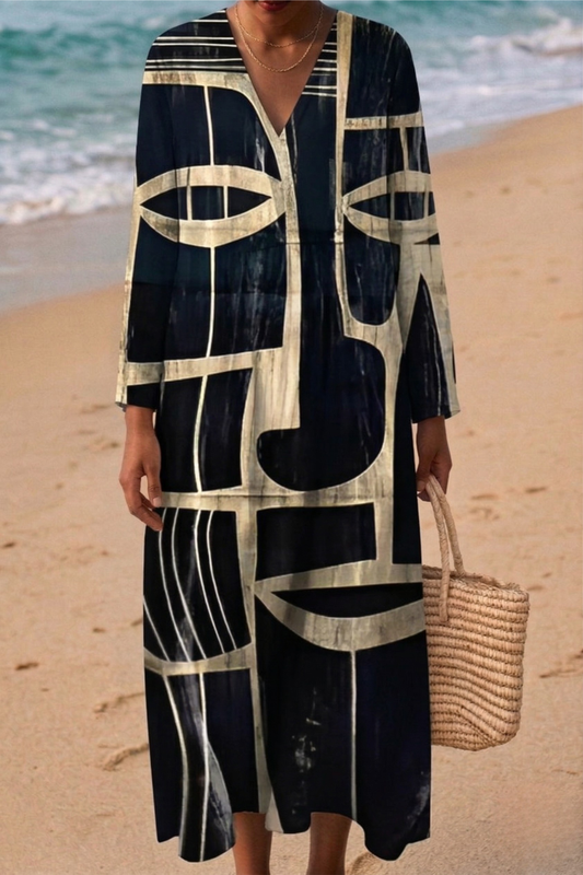 Eclipse Mask Geometric Print Dress
