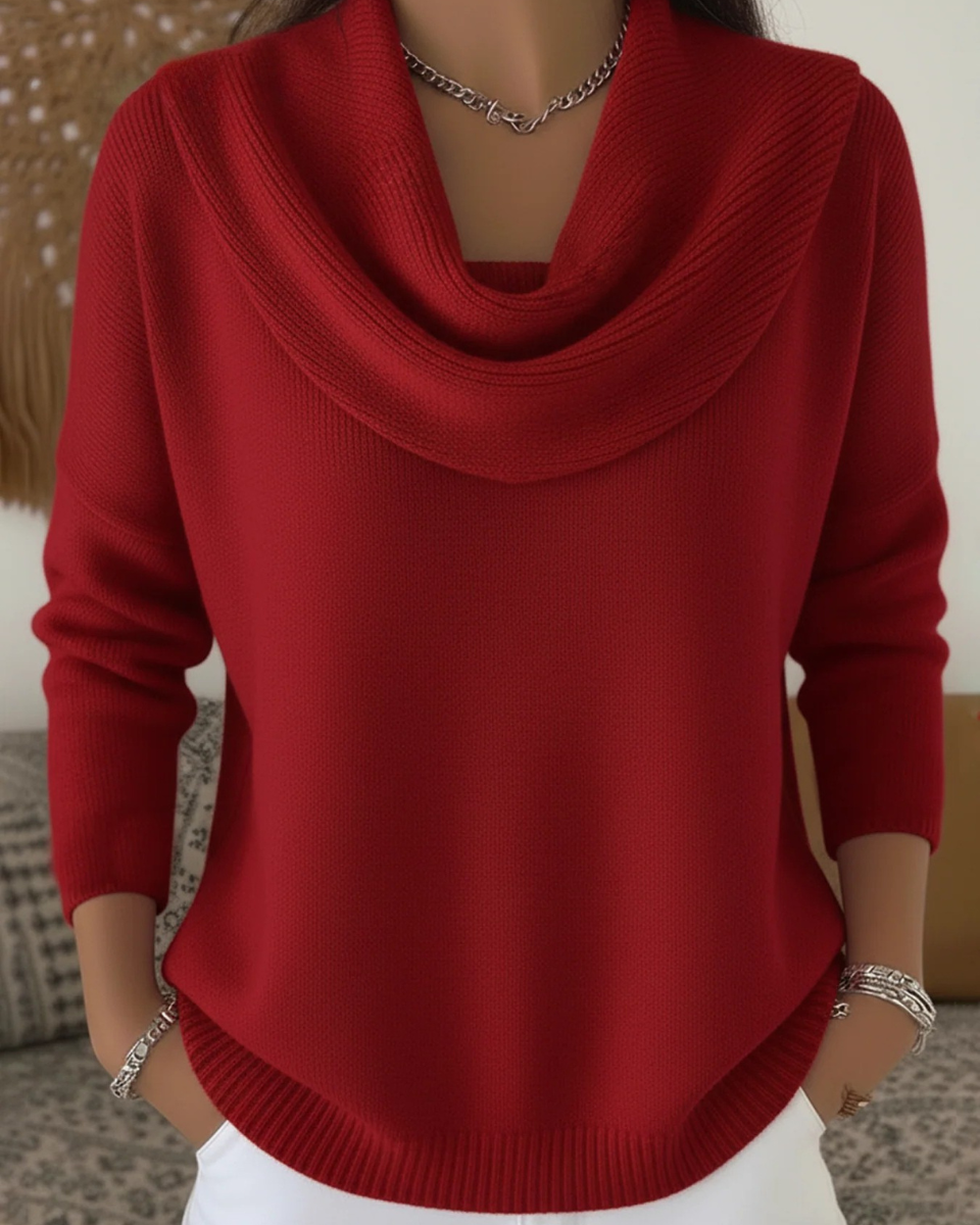 Pullover mit gerafftem Kragen