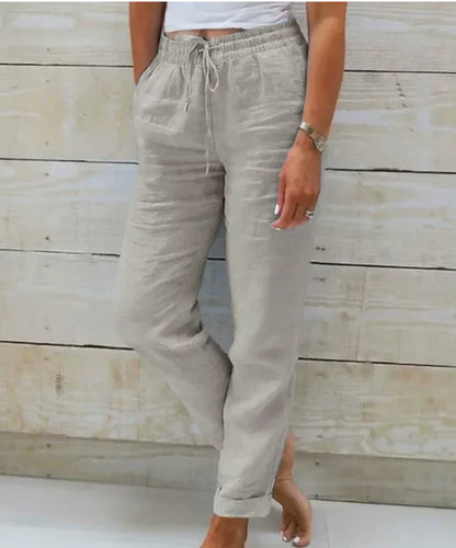Victoria | Linen Drawstring Relaxed Fit Trousers