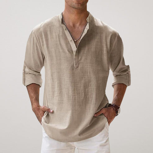 Linoven - Camisa Relajada Con Cuello Mao Botones