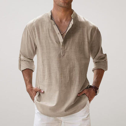 Linoven - Camisa Relajada Con Cuello Mao Botones
