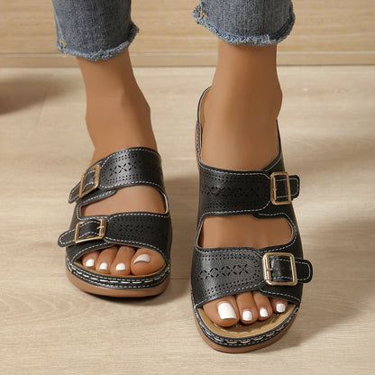 ComfiSole | Dames Orthopedische Leren Sandalen – Open Teen Comfort Zomersandalen