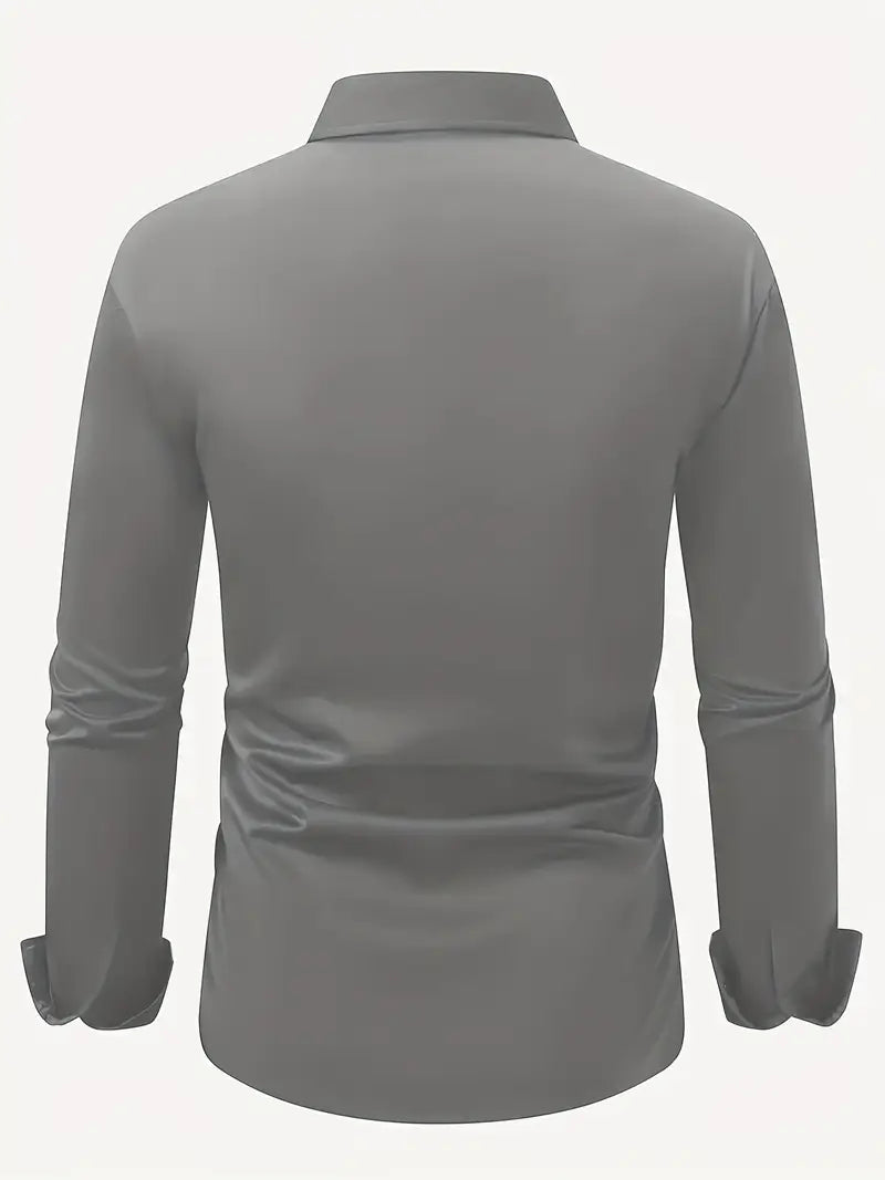 Men’s Breathable Long Sleeve Shirt Smart Casual Comfortable Easy Care Everyday Formal Wear