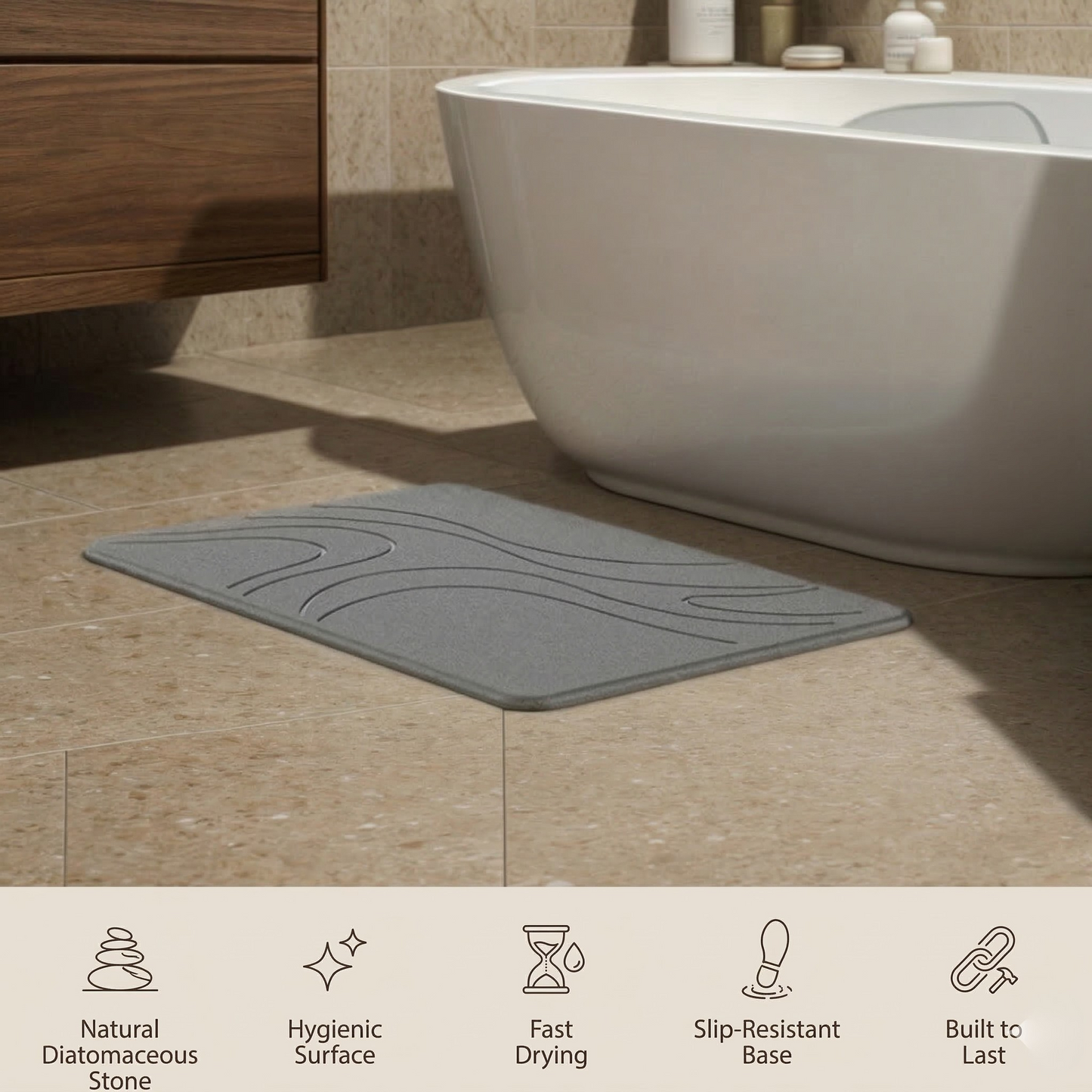 PureAura DryStone Bath Mat