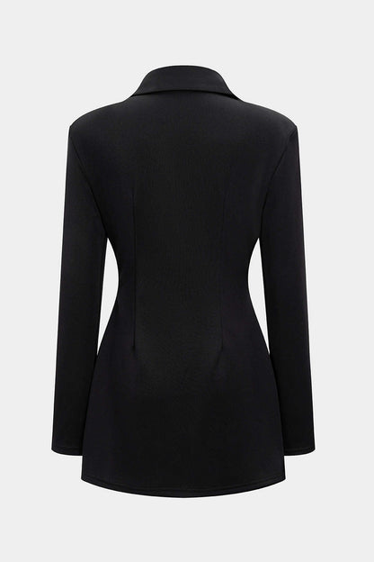 Notched Lapel V-Neck Mini Dress