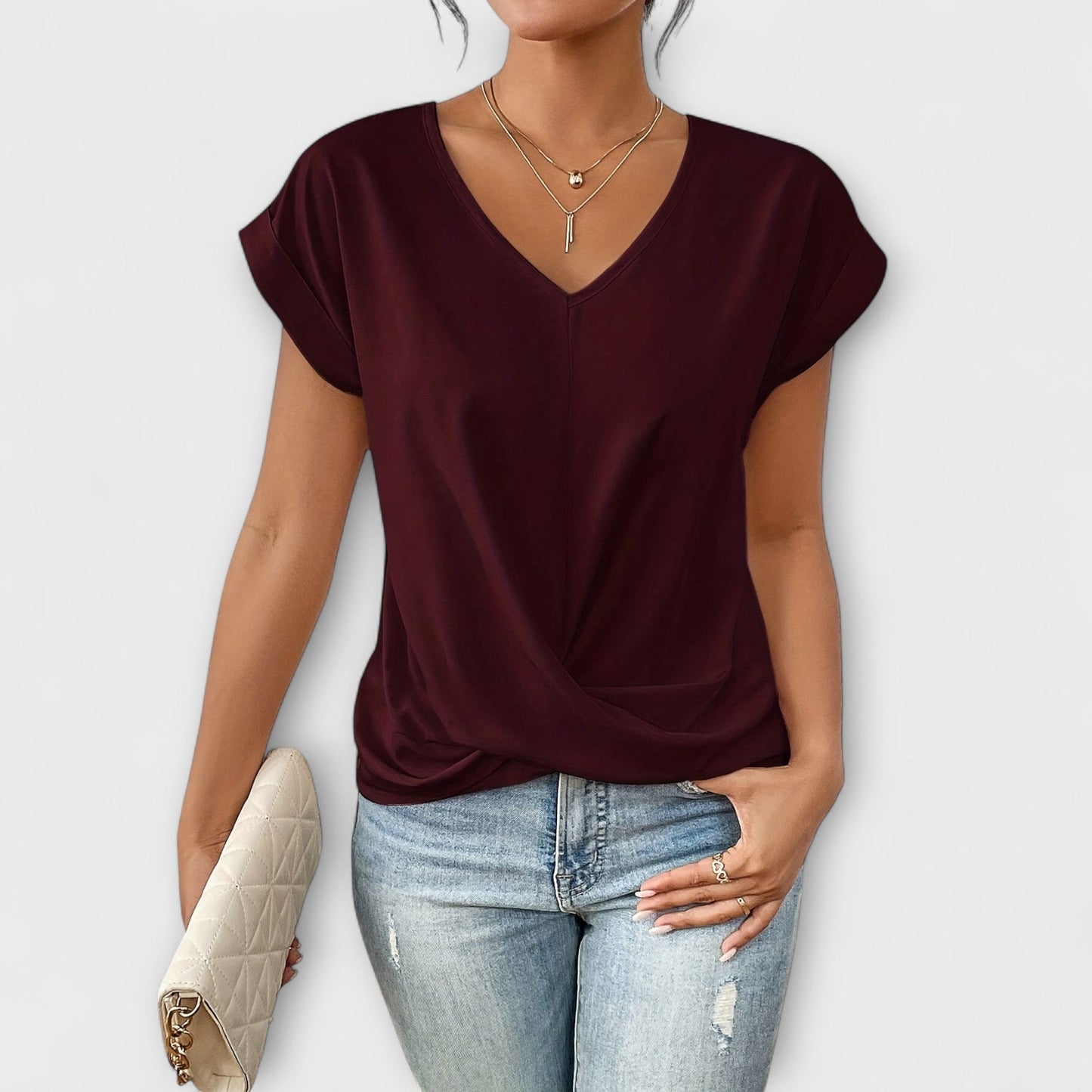 Eloise - Top Decote em V com Detalhe Nó