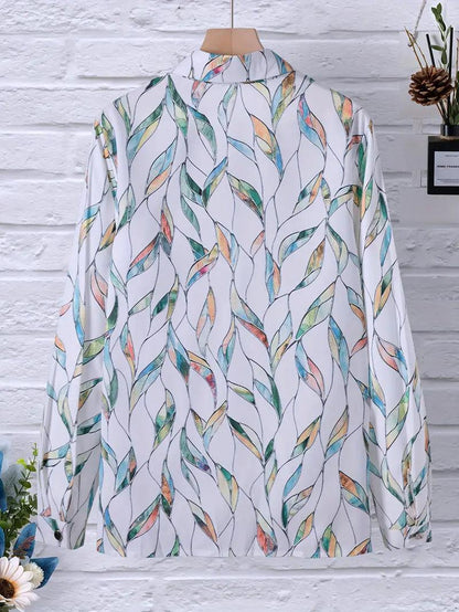 Trendige Damenbluse mit abstraktem Muster und Knopfleiste – Marlene