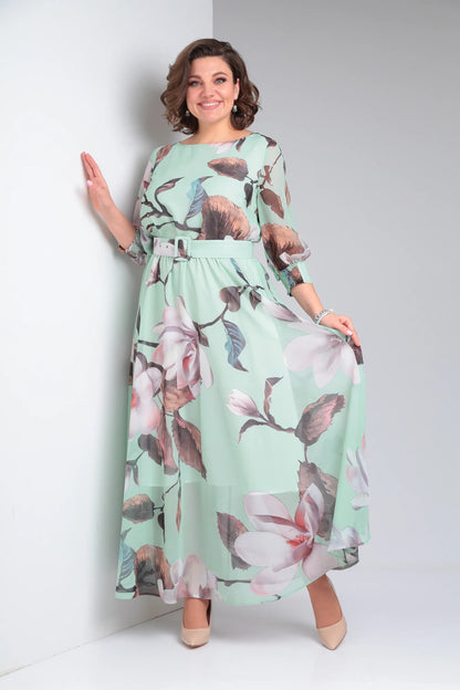 Melaza | Elegantes Maxikleid mit floralem Print und Taillengürtel