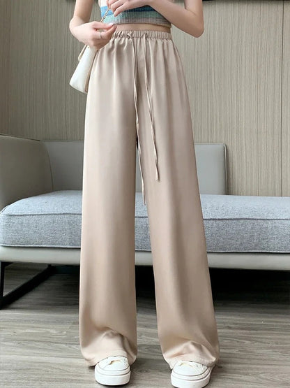 Silksommar® Collection - High-Waist & Loose-Fit Ultra Comfy Ice Silk Satin Trousers