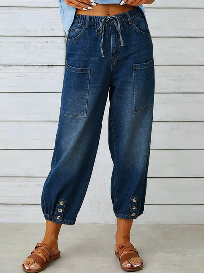 Jeans Mujer Pierna Ancha Cintura Alta – Estilo Casual Cómodo
