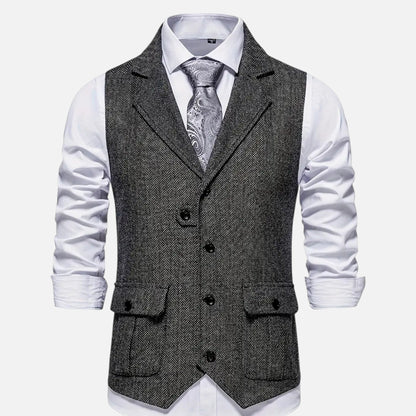 Valmonti | Men’s Herringbone Lapel Vest