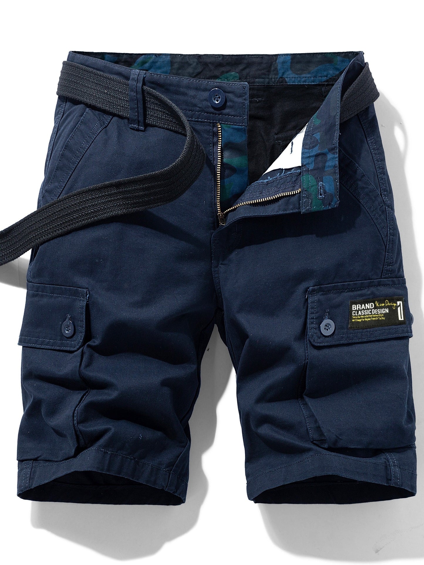 Men's Casual Cargo Shorts with Belt and Pockets