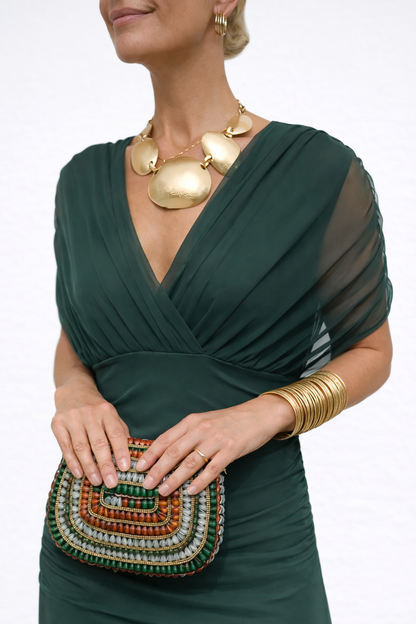Velora | Langes Blumenkleid mit V-Ausschnitt