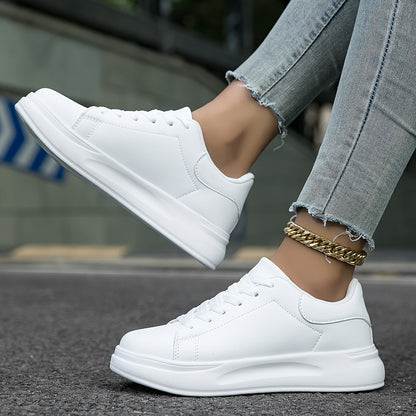 Women's Leather Platform Sneakers Casual Fashion Walking Shoes