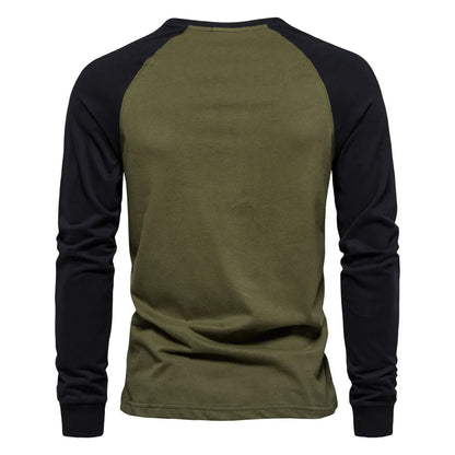 Tom Hollinger | Herren Langarmshirt mit Patchwork und Rundhalsausschnitt