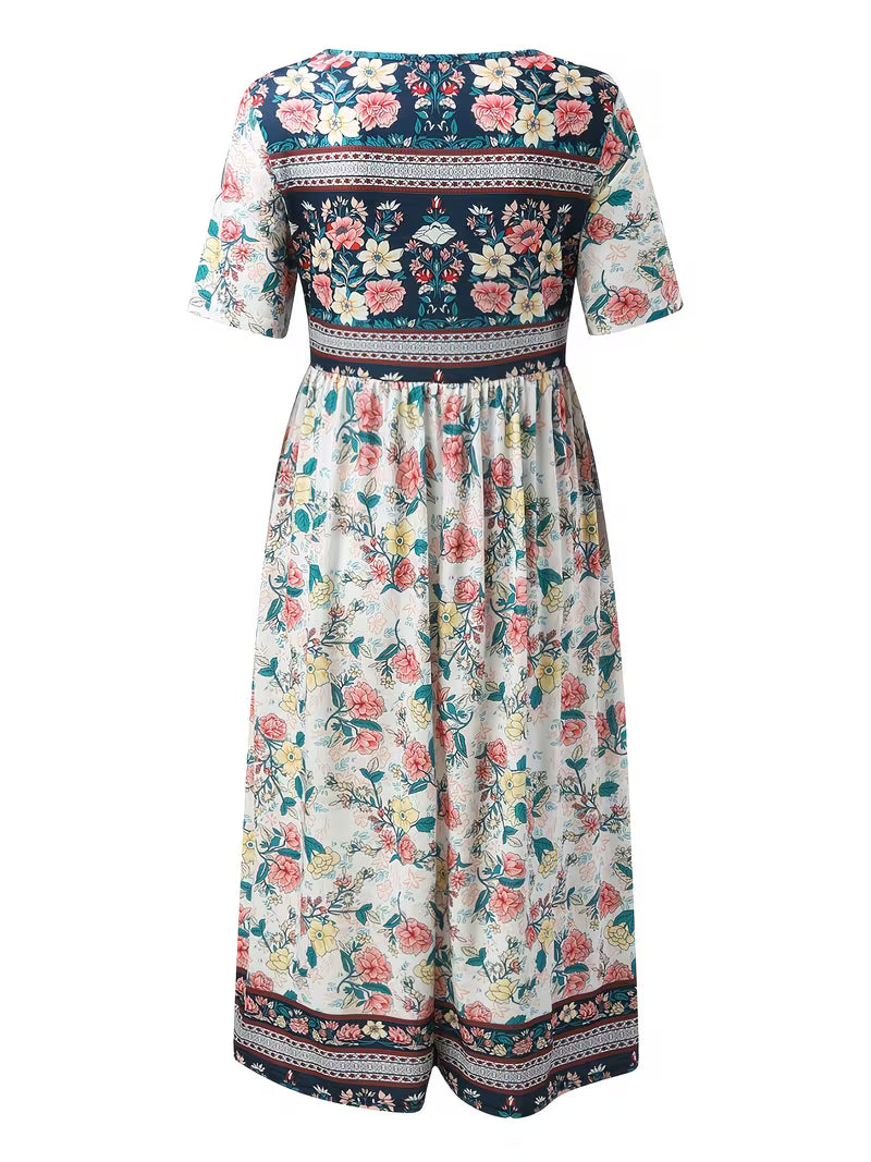 Lisan – Kleid mit Vintage-Blumenmuster und Tasche