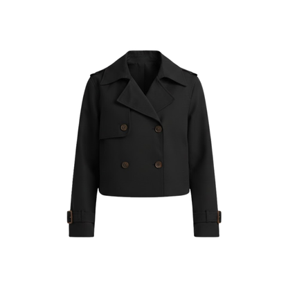 Trench-coat court pour femme à double boutonnage style vintage et chic