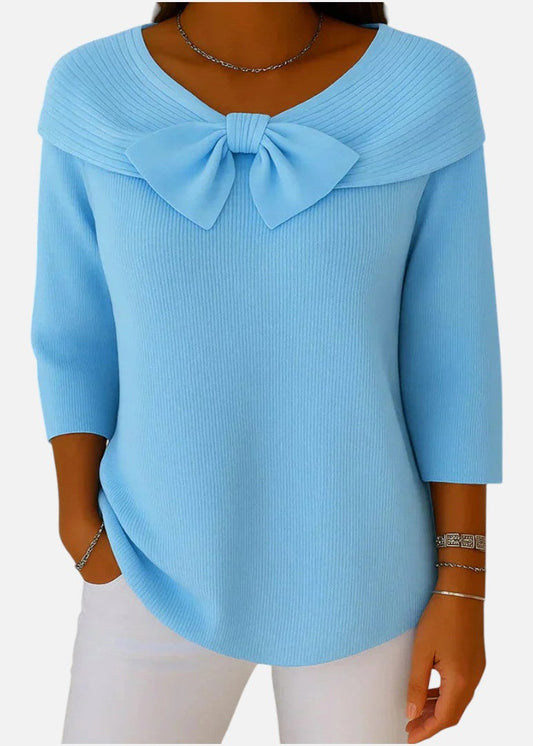 Lirya | Elegancka Dzianinowa Bluzka z Kokardą