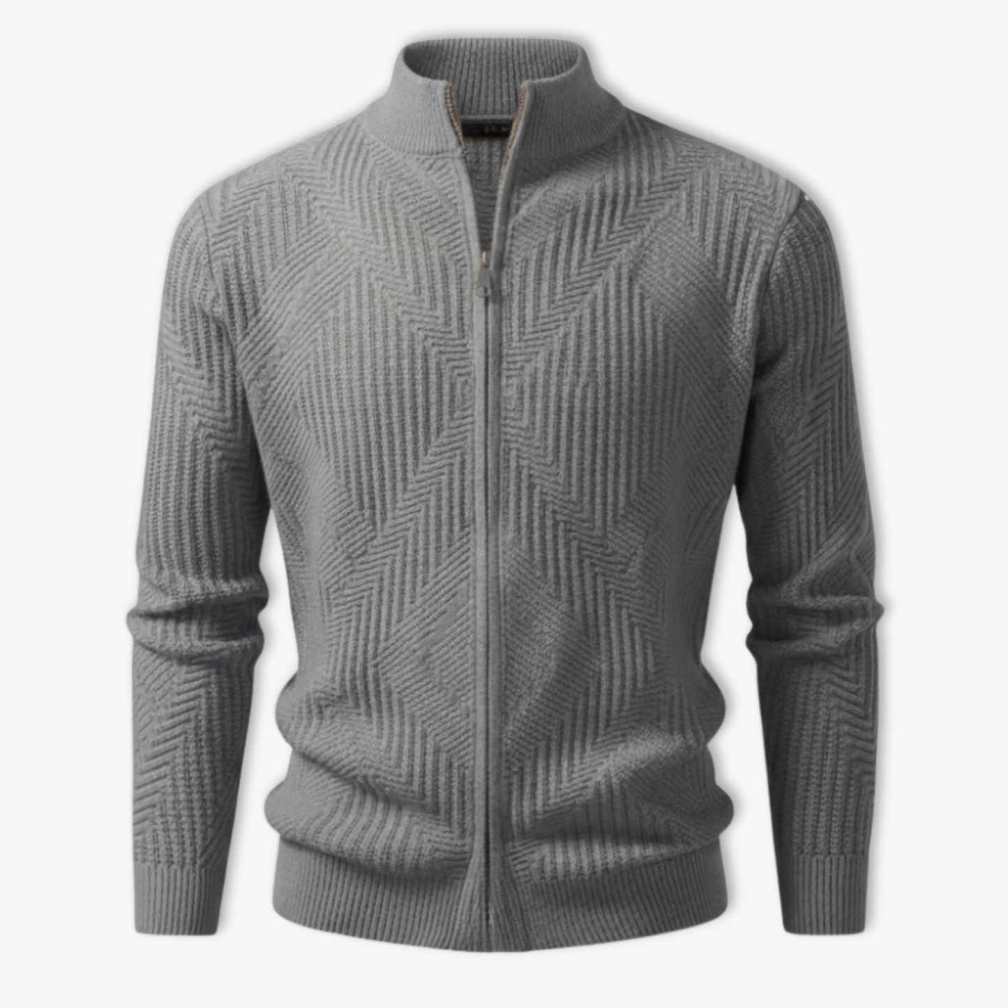 Veste en maille homme motifs géométriques col montant protecteur