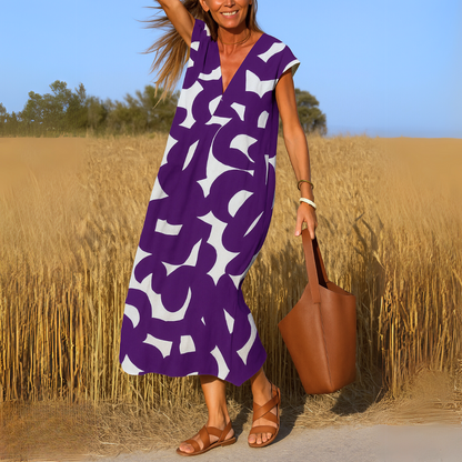 Saddyn | Luftiges Damen-Maxikleid mit Grafischem Muster