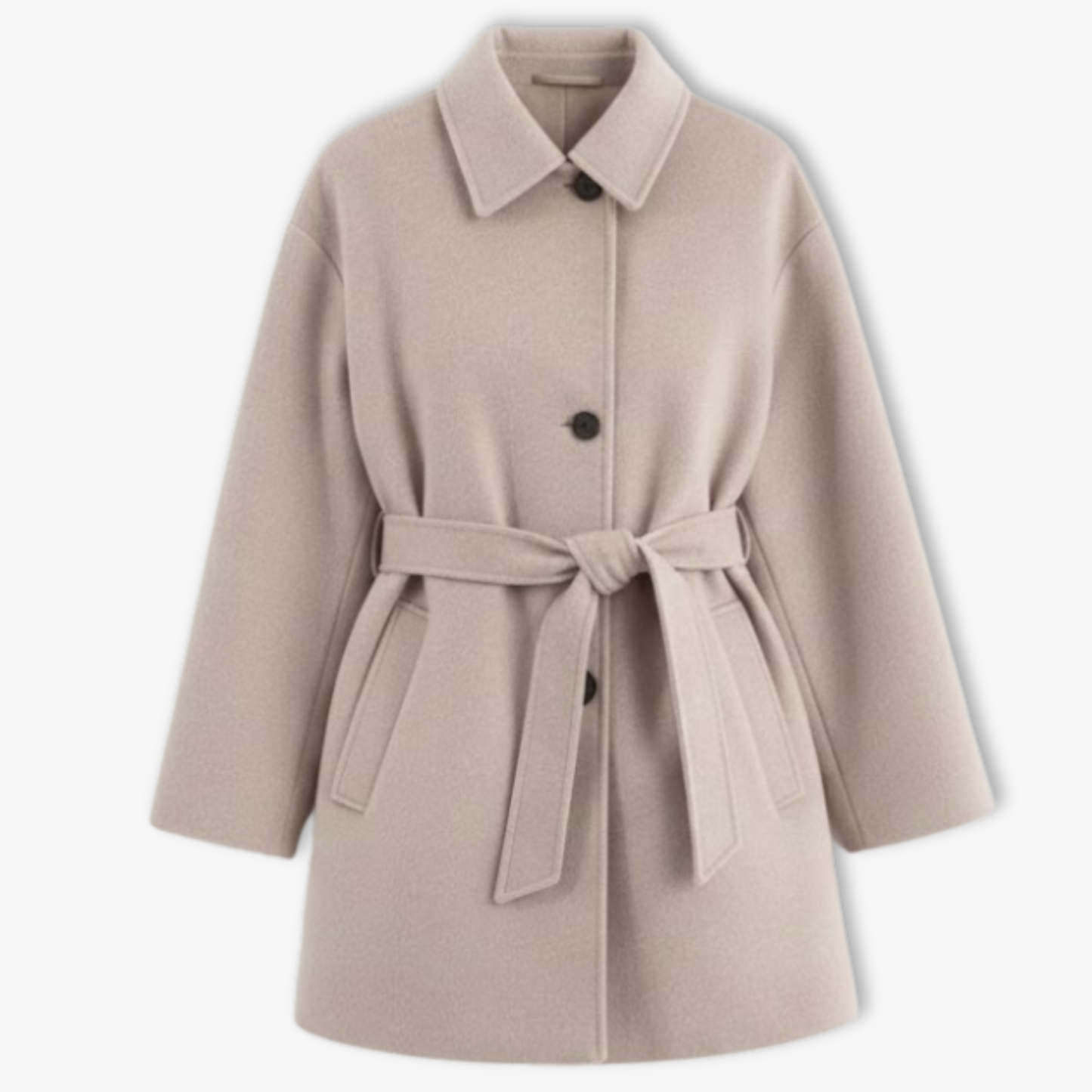 Manteau en laine tendance à double col pour femme, manches longues