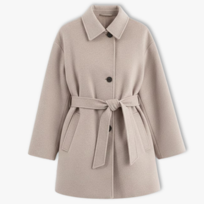 Manteau en laine tendance à double col pour femme, manches longues