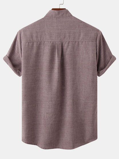 Men's Stand Collar Shirt with Pocket