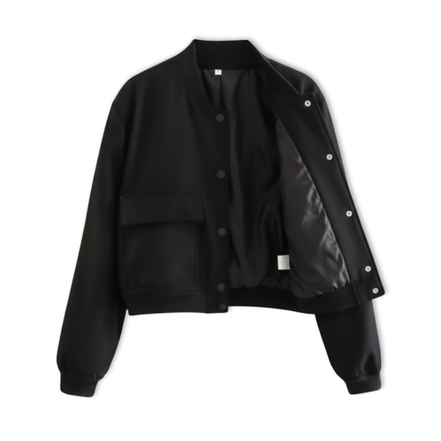 Veste bomber femme courte à boutons pression et grandes poches plaquées