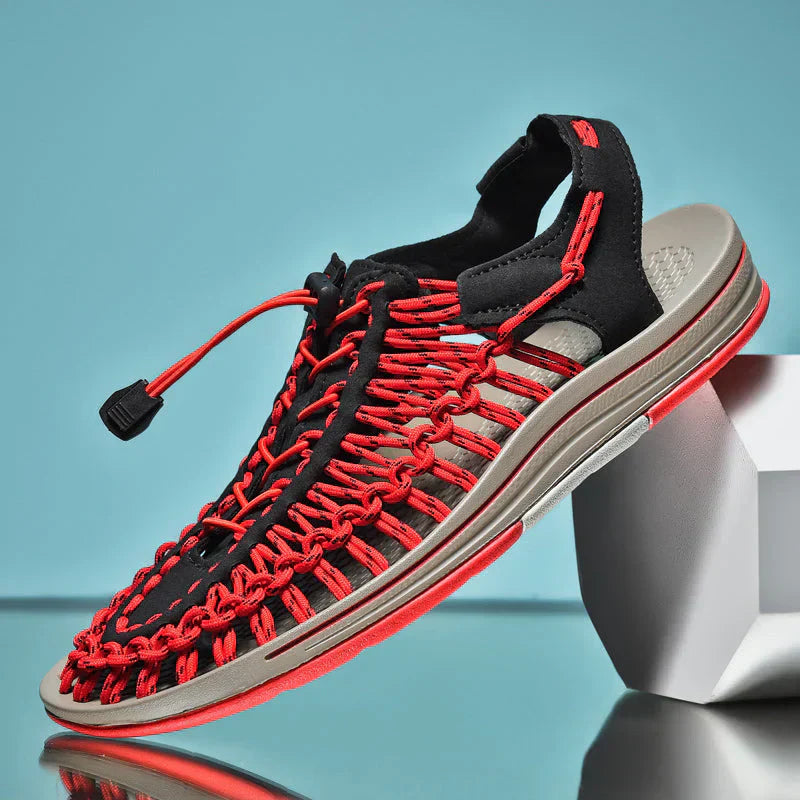 Men’s Closed Toe Mesh Sandals Adjustable Lace Summer Footwear
