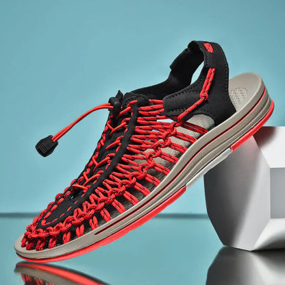 Men’s Closed Toe Mesh Sandals Adjustable Lace Summer Footwear