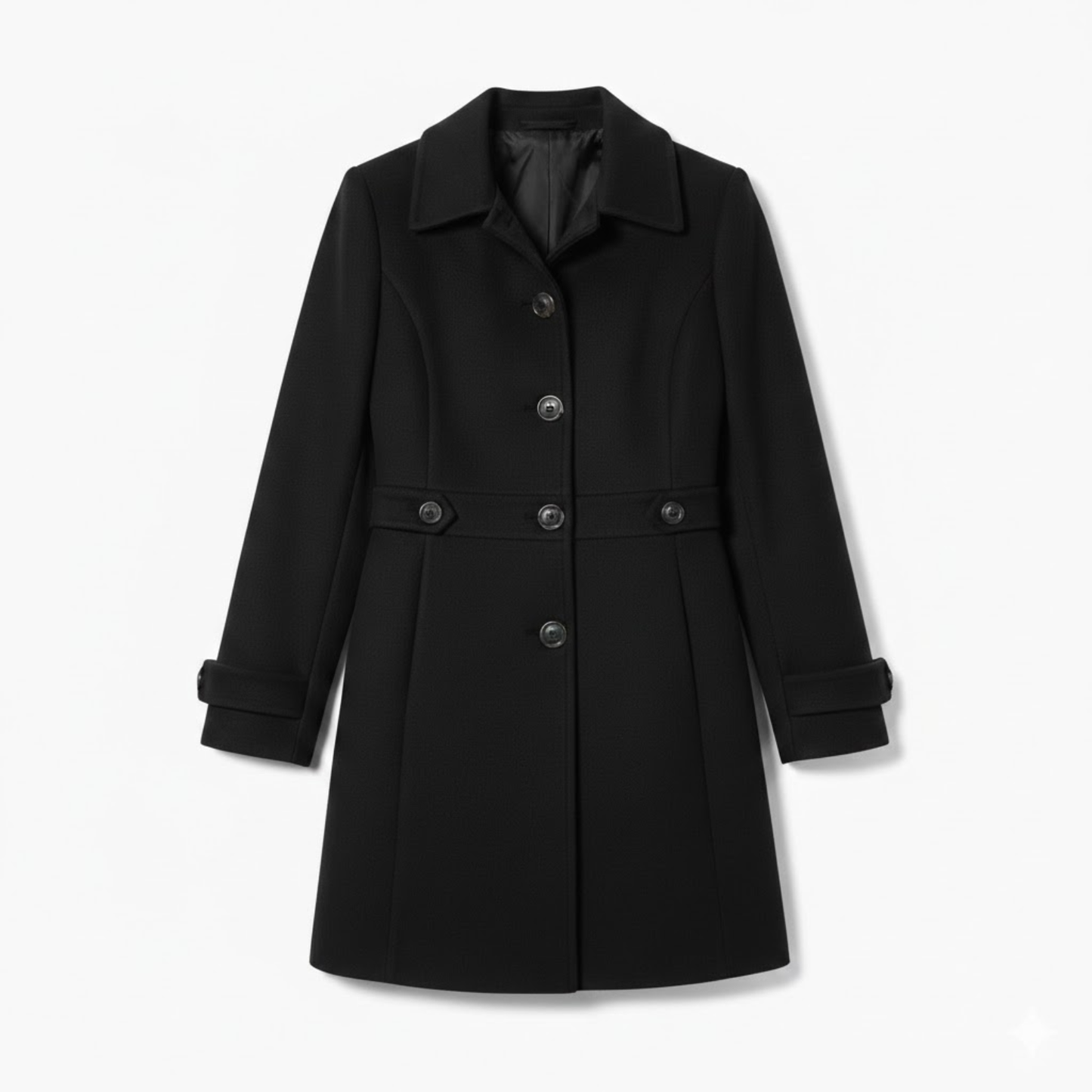Manteau mi-long en laine à col tailleur et boutonnage multiple