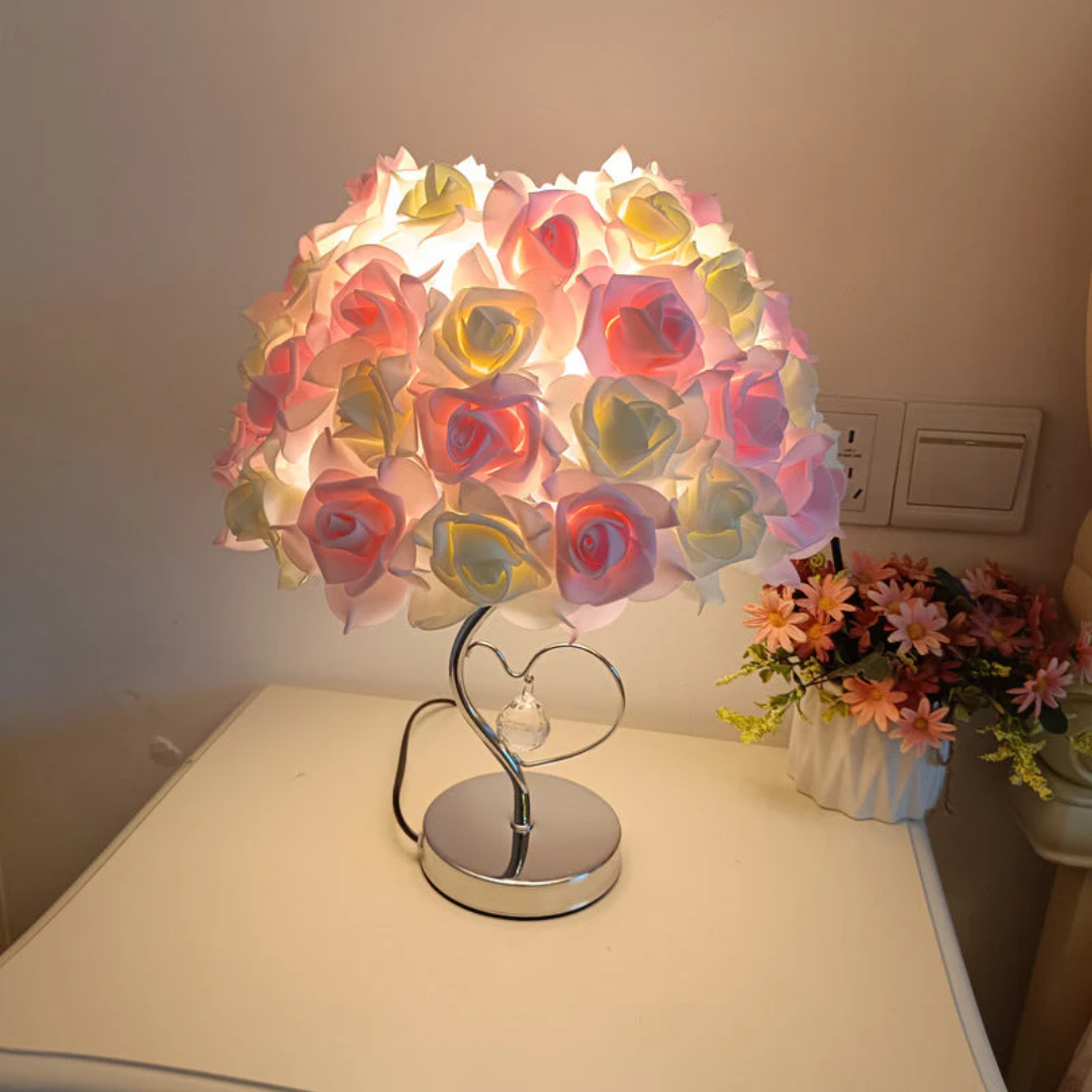 Celestria Valea | Romantische LED Tischleuchte mit Stoffschirm