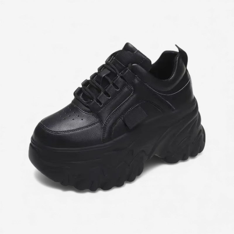 Ella – Chunky Sole Lace-Up Sneakers with Round Toe | Bold Style for Everyday Wear