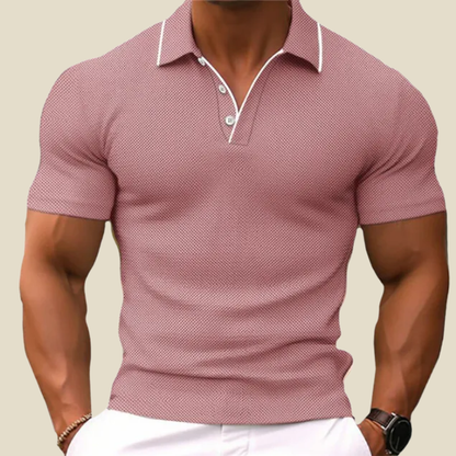Men's Slim Fit Short Sleeve Textured Knit Polo Shirt