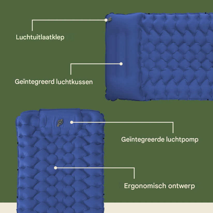 Zelfopblaasbare Slaapmat met Pomp | Compact, Licht & Binnen 30 Sec Klaar